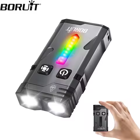 BORUiT EV10 EDC Keychain Flashlight RGB Light 1100LM Portable Mini LED Torch With Magnet Type-C Char