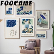 คานากาวะคลื่น Ukiyo-E Katsika Hokusai พิมพ์ลายโปสเตอร์โบราณตกแต่งภาพวาดผ้าใบแคนวาสผืนใหญ่ญี่ปุ่น0717
