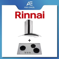 RINNAI RH-C209-GCR 90CM CHIMNEY HOOD + Rinnai RB-3SI 3 Burner Inner Flame Stainless Steel Built-in Hob