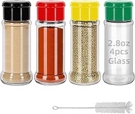 eispap 4Pcs Glass 2.8oz 80ml Seasoning Containers with Screw Lids to Pour or Shake,Portable Empty Cl