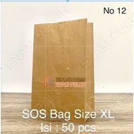 Paperbag SOS Brown Kraft Plain Brown Paper Bags, 50 pcs, Size XL