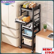 Metal Rack Kitchen Shelf Drawer Rack with Wheels Storage Rack Narrow Rack Microwave Oven / Pots / Appliances Rack