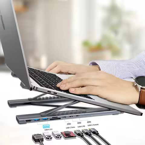 8 In 1 USB C Laptop Docking Station Stand With USB C, 2 USB 3.1, SD TF Card Ports,PD 100W, Universal