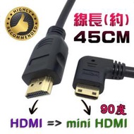  45公分 轉接線 HD-35 超清畫質 HDMI 公 轉 90度 MINI HDMI 公 螢幕線 鍍金接頭 影音同步 