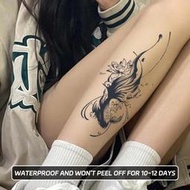熱賣 鯉魚荷花持久防水半永久一週到兩週紋身貼刺青色臨時紋身貼男士女士假紋身