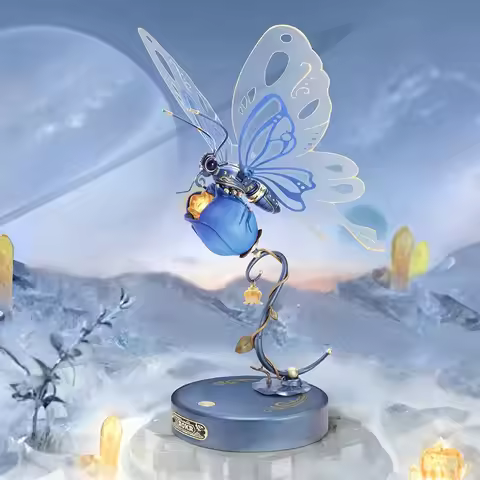 Mechanical Butterfly DIY 3D Puzzle, Bionic Fluttering Wings Golden Lighting Rose, Gift for Adults, S