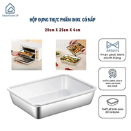 Hộp Đựng Thực Phẩm Inox Để Tủ Lạnh Có Nắp Đậy Đa Năng Tiện Lợi- Có 2 Size 13.5x10.5x5.8 cm và 20x5,5