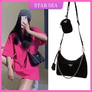 [STAR SEA]Korean 2in1 sling bag nylon  underarm bag chain crossbody bag