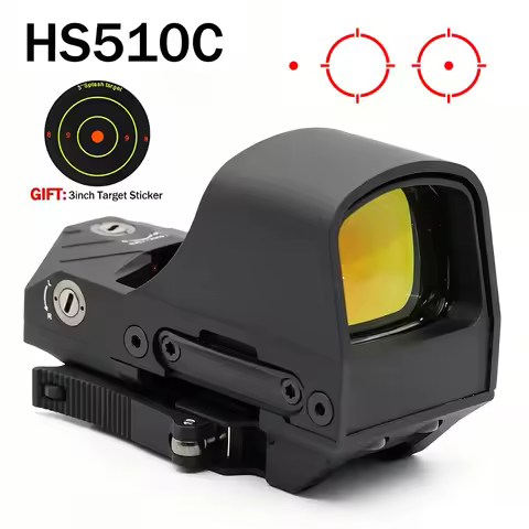 Tactical HS510C Reflex Red Dot Sight Open Optical Rifle Scope Mulit-Reticle Solar Red Dot Sight W/Sp