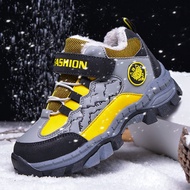 Kids Hiking Shoes Waterproof Non-slip Boys Snow Shoes Winter Sneakers Warm Plus Fur Outdoor Child Sports Running Shoes Slip On