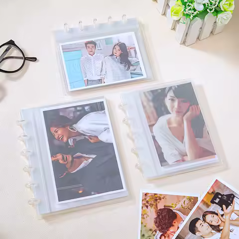 RingNOTE Super Transparent 3.5-inch Loose-leaf Notebook Binder Star Photo Card Mushroom Hole Photo A