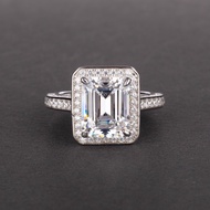 6ct 8*10 Mm Luxury Gemstone High Carbon Diamond Square Ring 100% 925 Sterling Silver Size 5-12 Fine 