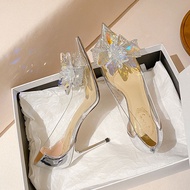 SINRANSINYA丨Giày Cao Gót Mũi Nhọn Cho Nữ Giày Cao Gót Trong Suốt Giày Cao Gót Đám Cưới Đính Kim Cươn