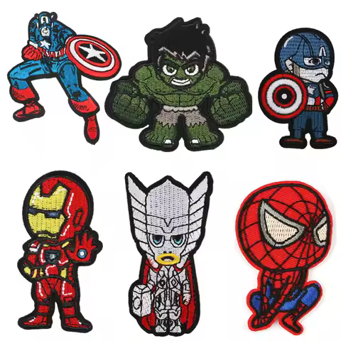 Marvel Iron Man Spiderman Hulk Captain America Patches Cartoon Clothes Patches Garment Stickers Embr