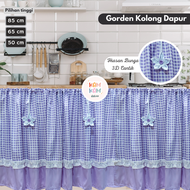 ALYA UNGU - Gorden Kolong Dapur Minimalis Modern Tirai Dapur Shabby Rumbai Motif Segitiga Gorden Mej
