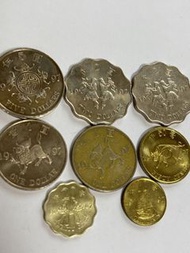 香港舊款散紙一套，1997年香港回歸紀念硬幣 8枚全套｜洋紫荊 麒麟 五福臨門 帆船 紀念幣 散幣合售