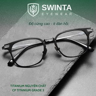 SWINTA CP5 Titanium Men's and Women's Eyeglass Frames – CP Pure Titanium Grade 3, Unisex Square Form