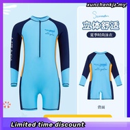 (4-12 Year) kids Swimsuit Summer Long-Sleeved Sunscreen One-Piece Swimsuit Boy Swimsuit