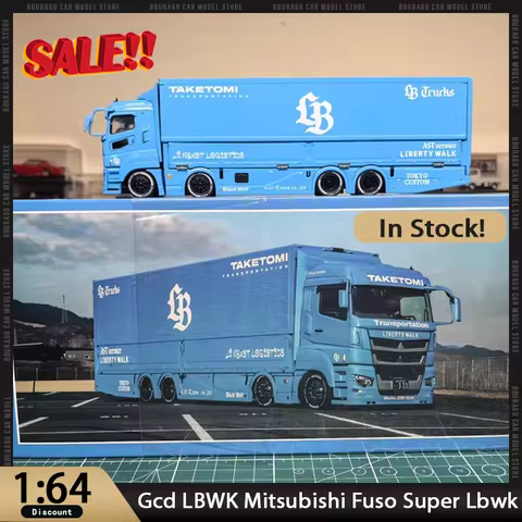 New In Stock Gcd LBWK 1:64 Mitsubishi Fuso Super Lbwk Trucks Exhibition Container Trailer Alloy Mini