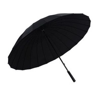 全城熱賣 - 純色24骨強抗風直桿雨傘（黑色-皮柄款）