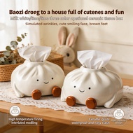Cute Bun-shaped Ceramic Tissue Box cute tissue box, waterproof large-capacity tissue box, decorative