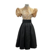 Modern Puff-Sleeve Ladies Barong and Midi Skirt B/S
