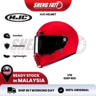 HJC V10 DEEP RED Full Face Helmet Motor Visor Topi Keledar Keselamatan Full Face Original Superbike 
