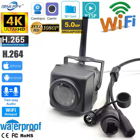 2.4g&5g Wifi 1080P 5MP IMX335 8MP IMX415 Mini Waterproof IP66 TF Card Slot IR 940nm IP Camera Wifi O