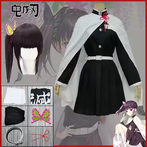 Anime Demon Slayer Tsuyuri Kanao Cosplay Costume Kimetsu No Yaiba Devil Hunter Wig Butterfly Headdre