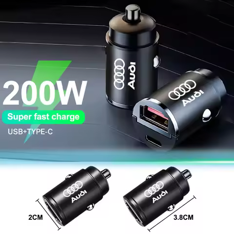 200W Car Charger USB Type-C Fast Charging Cigarette Lighter For Audi A4 B5 B6 A3 A5 A6 C6 C5 A1 A7 A