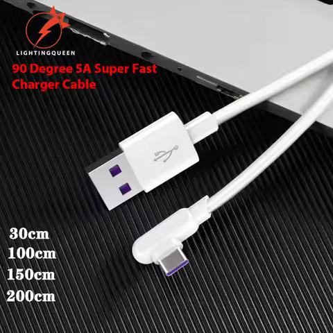 90 Degree 5A Supercharge Cable 0.3/1.5/2M USB Type C Fast Charger Cord For Huawei Mate 40 30 P40 P30