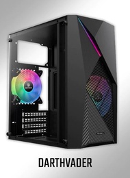 Keytech Darthvader Black RGB Flow Tempered MATX Case