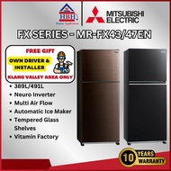 【Free Install】Mitsubishi 389L | 421L 2 Door Inverter Top Freezer Refrigerator Fridge MR-FX43EN | MR-