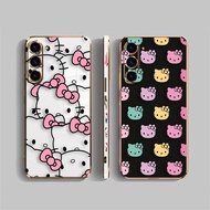 Cute Cat Hello Kitty Sketch Art Side Printed Smooth E-TPU Phone Case For Samsung Galaxy S24 S23 S22 