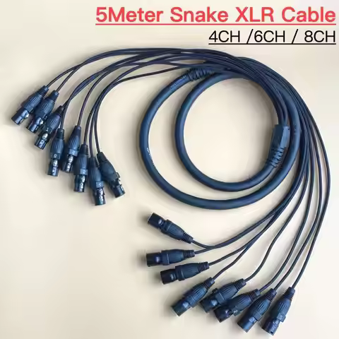 5M XLR DMX Snake Cables 4-6-8 Way Multi Media Signal Line Stage Lighting 3Pin DMX 512 Audio DJ Mixer