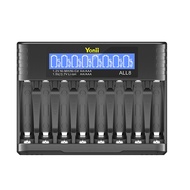 Yonii ALL8 Battery Charger 1.5V Li-ion ถ่าน AA2750mWh/AAA1050mWh ถ่านชาร์จ 8 ช่อง เครื่องชาร์จถ่าน เ