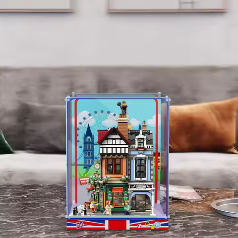 Dustproof Acrylic Display Box for lego Lego 10350 London Street Corner Display Case Storage Box Orga