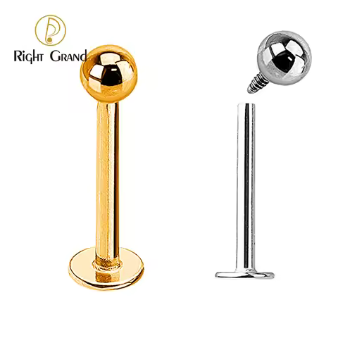 Right Grand Implant Grade Titanium ASTM F136 Internal Thread Lip Labret For Initial Piercing