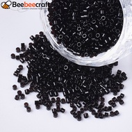 10gs 11/0 Grade A Glass Seed Beads Cylinder Uniform Seed Bead Size Baking Paint Black 1.5x1mm Hole: 
