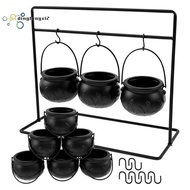 Halloween Cauldron Decor,9pcs Cauldron Pot, Witches Cauldron Serving Bowls on Rack, Halloween Candy 