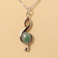 高音譜號音樂音符符號音樂家綠色砂金石吊墜項鍊首飾