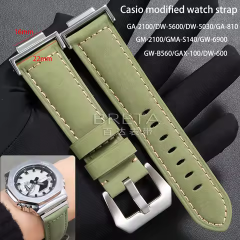 Stainless steel adapter For G-SHOCK Casio DW5600/5610 GM-5600GW-B5600 GA-2100 GMA-S110 Modified leat