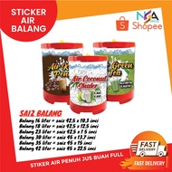 Sticker Air Balang Keliling Stiker Air Penuh Jus Buah Full