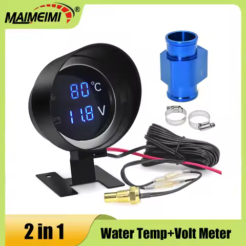 2 in 1 Water Temperature Gauge -10°C-110°C Digital LED Voltmeter Water Temp Joint Pipe Sensor Motorc