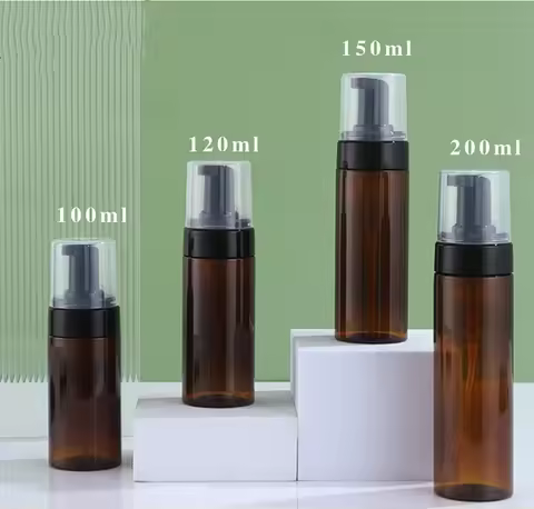 12 X 100ML 120ML 150ML 200ML Amber Empty Facial Foam Cleanser Bottle 3oz 5oz Brown Travel Shampoo Mo