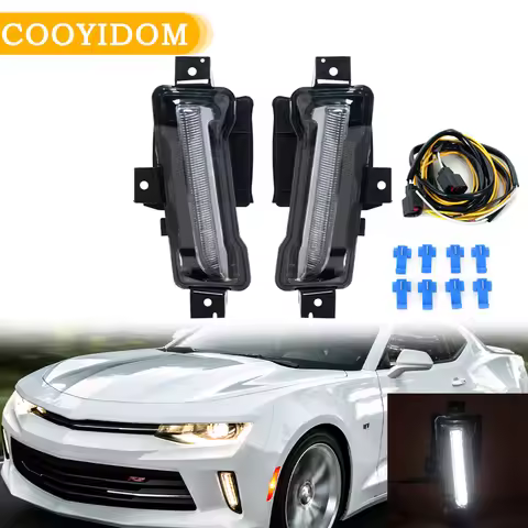 DRL Fog Lights LED Clear Lens White Daytime Running Light For Chevy Camaro ZL1 RS 1LT 2016 2017 2018