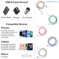wonderpakea1 Color Beaded Data Cable Quick Charging Technology 2 Plugs Charger for Phone 15