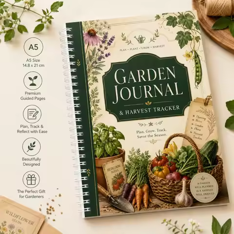 Garden Journal & Harvest Tracker Planner A5 Garden Planner Notebook for Gardeners, Plant Lovers & Ga