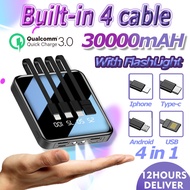 Mini Powerbank50000 mah Powerbank 10000mah 4 Cables  Dual USB Portable Fast Charging Digital Display