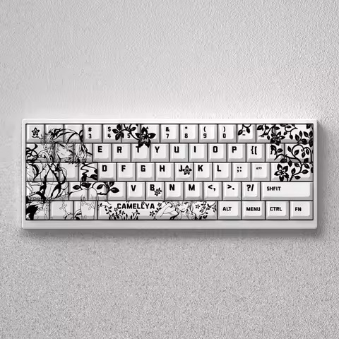 Anime Keycaps CAMELLIA PBT Dye Sublimation Cherry for Mechanical Keyboard AULA F75 Ajazz Game PC Ann